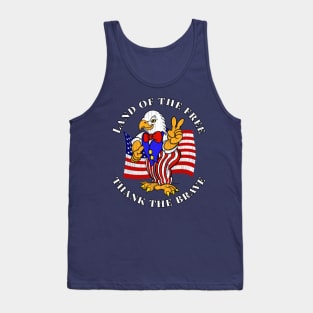 Patriotic Military American Bald Eagle LAND OF THE FREE Tank Top